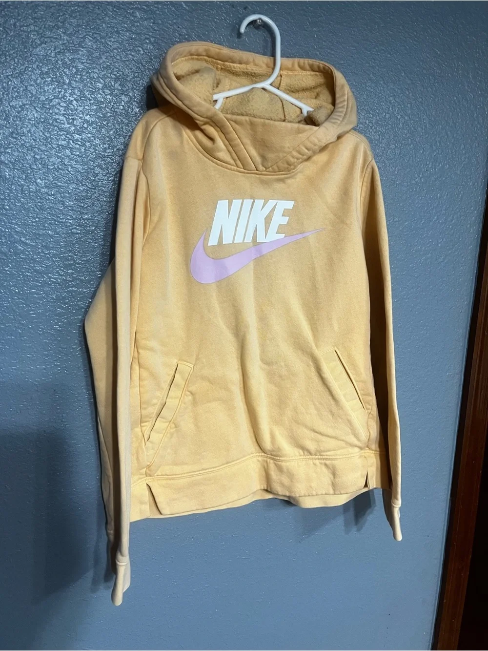Nike kids Hooded Sweatshirt in Pale Orange with Pink Swoosh